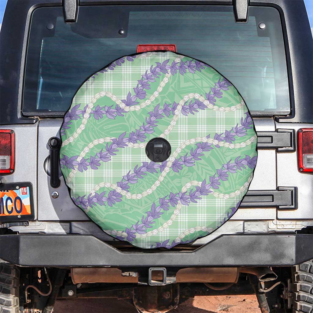 Pastel Green Hawaii Palaka Honohono Pikake Spare Tire Cover Hawaiian Orchid Lei Polynesian Pattern LT14 Pastel Green - Polynesian Pride