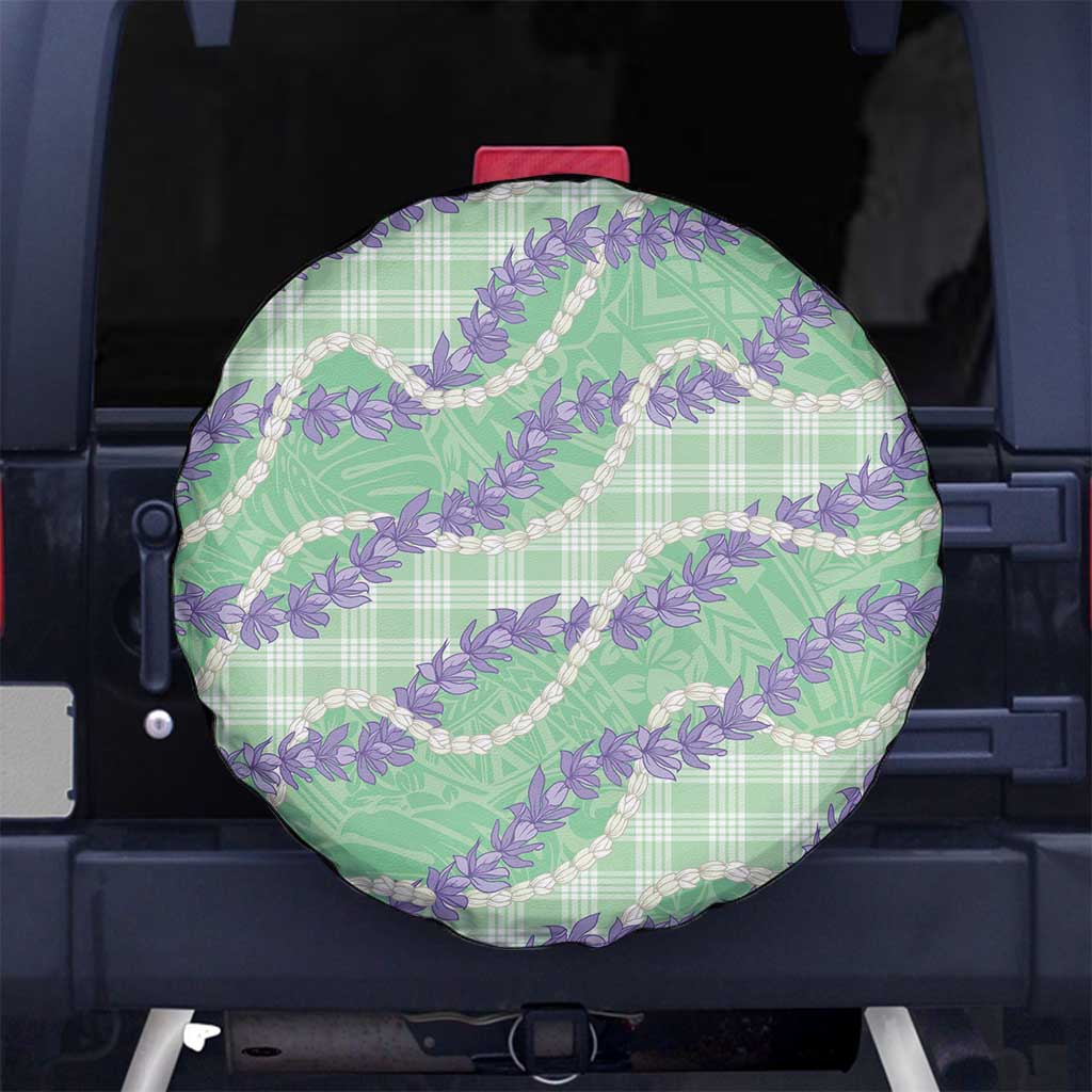 Pastel Green Hawaii Palaka Honohono Pikake Spare Tire Cover Hawaiian Orchid Lei Polynesian Pattern LT14 No hole Pastel Green - Polynesian Pride