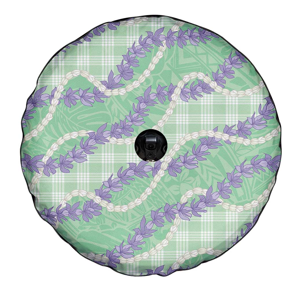 Pastel Green Hawaii Palaka Honohono Pikake Spare Tire Cover Hawaiian Orchid Lei Polynesian Pattern LT14 - Polynesian Pride