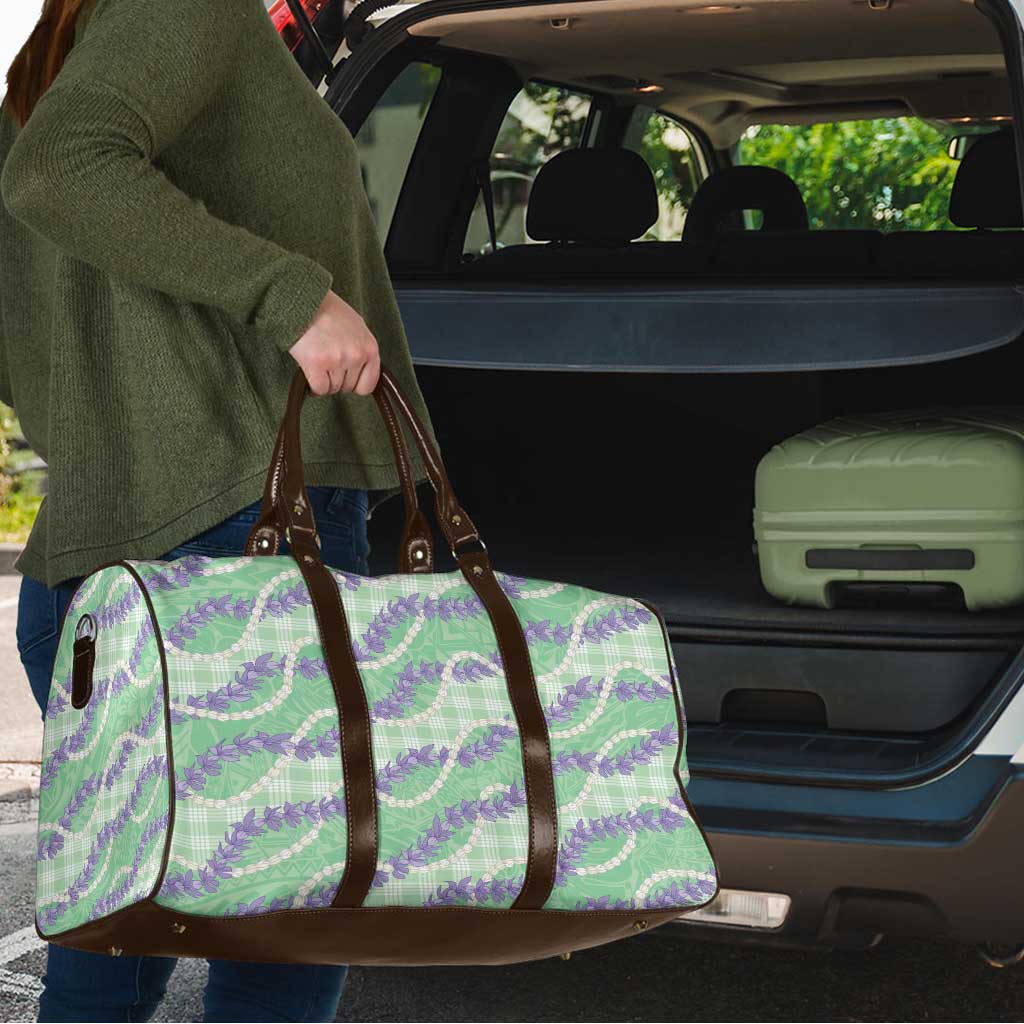 Pastel Green Hawaii Palaka Honohono Pikake Travel Bag Hawaiian Orchid Lei Polynesian Pattern - Polynesian Pride