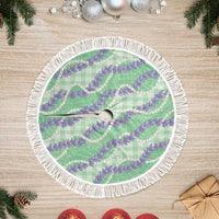 Pastel Green Hawaii Palaka Honohono Pikake Tree Skirt Hawaiian Orchid Lei Polynesian Pattern LT14 Fringed Pastel Green - Polynesian Pride