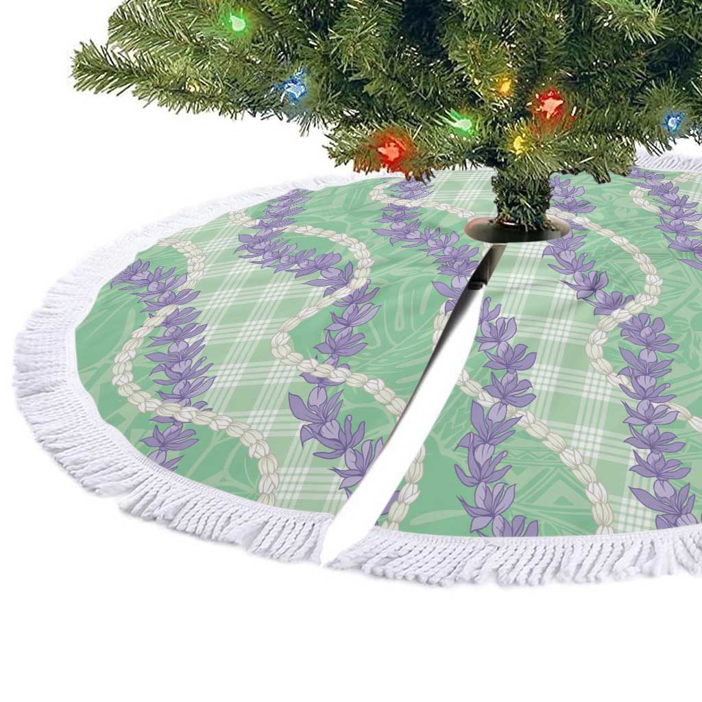 Pastel Green Hawaii Palaka Honohono Pikake Tree Skirt Hawaiian Orchid Lei Polynesian Pattern LT14 - Polynesian Pride