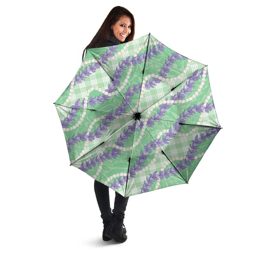 Pastel Green Hawaii Palaka Honohono Pikake Umbrella Hawaiian Orchid Lei Polynesian Pattern LT14 - Polynesian Pride