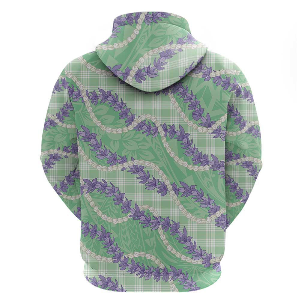 Pastel Green Hawaii Palaka Honohono Pikake Zip Hoodie Hawaiian Orchid Lei Polynesian Pattern LT14 - Polynesian Pride