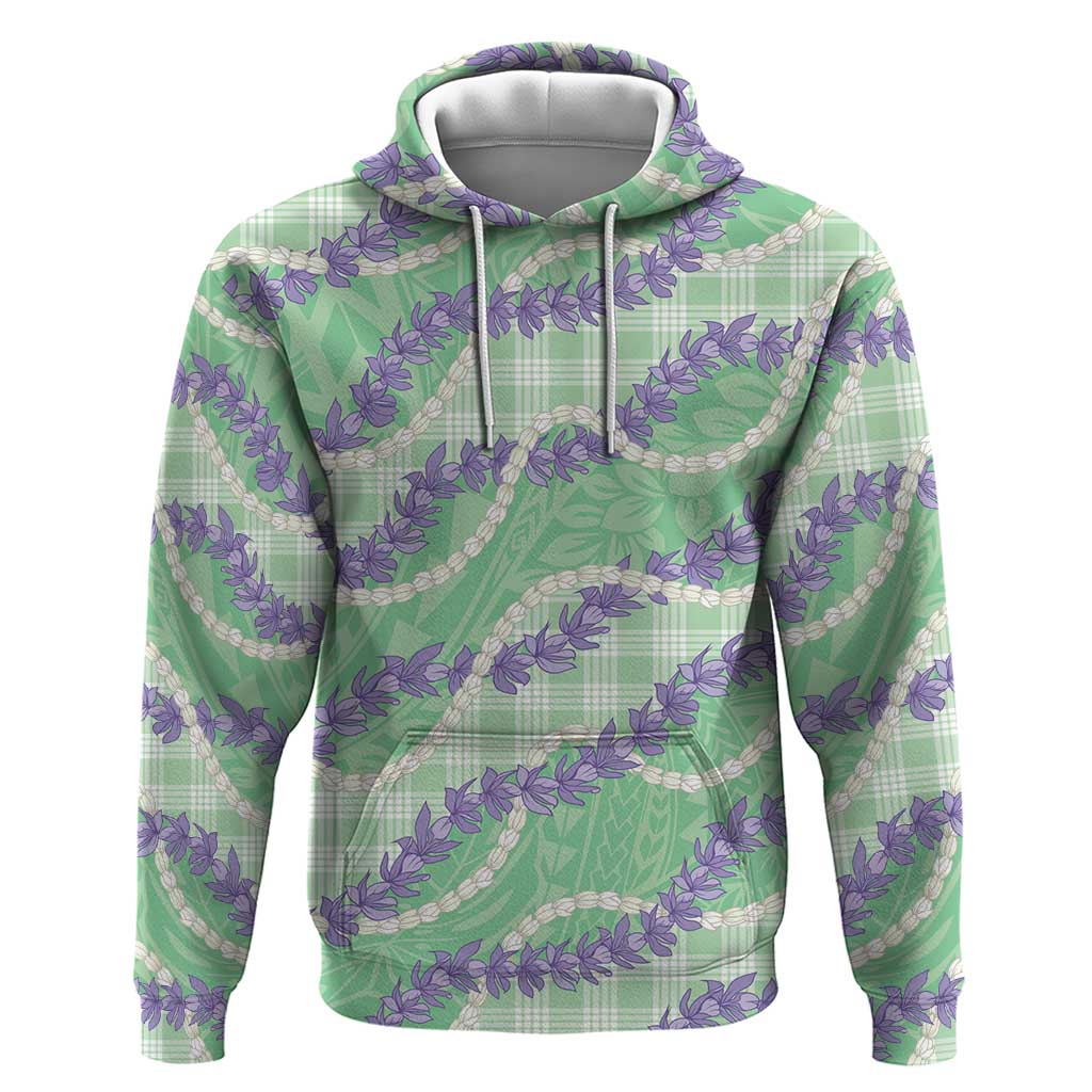 Pastel Green Hawaii Palaka Honohono Pikake Zip Hoodie Hawaiian Orchid Lei Polynesian Pattern LT14 Pullover Hoodie Pastel Green - Polynesian Pride