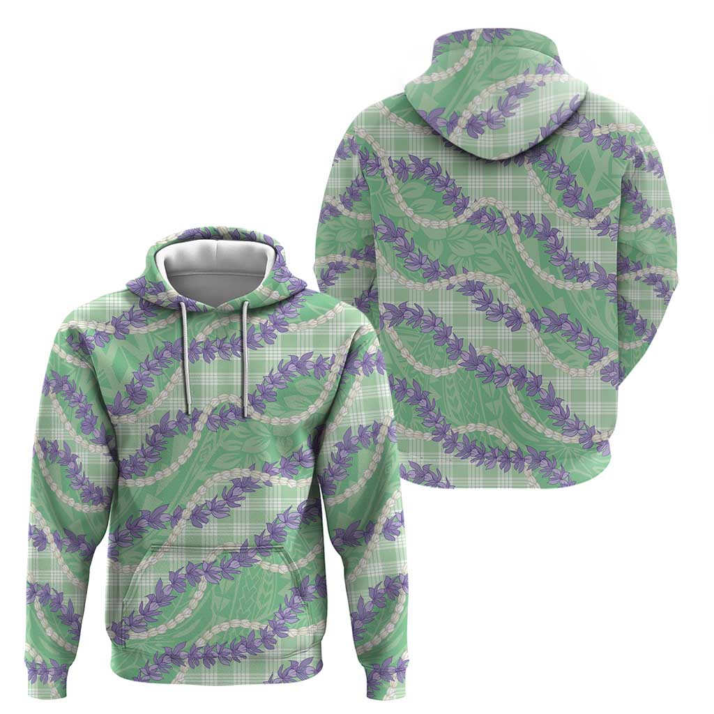 Pastel Green Hawaii Palaka Honohono Pikake Zip Hoodie Hawaiian Orchid Lei Polynesian Pattern LT14 - Polynesian Pride