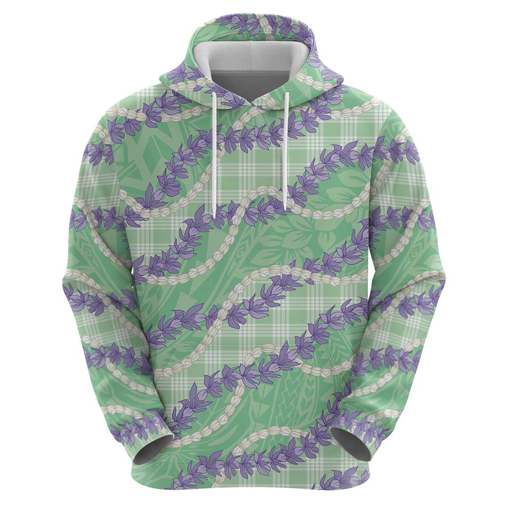 Pastel Green Hawaii Palaka Honohono Pikake Zip Hoodie Hawaiian Orchid Lei Polynesian Pattern LT14 - Polynesian Pride