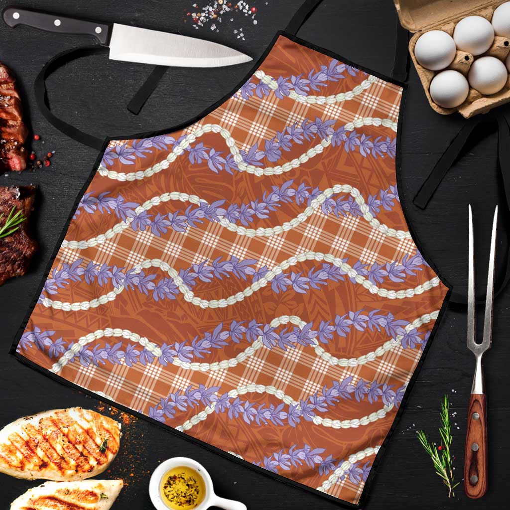 Orange Hawaii Palaka Honohono Pikake Apron Hawaiian Orchid Lei Polynesian Pattern - Polynesian Pride