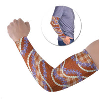 Orange Hawaii Palaka Honohono Pikake Arm Sleeves Hawaiian Orchid Lei Polynesian Pattern LT14 Set of 2 Orange - Polynesian Pride