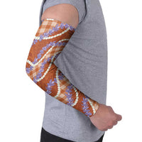 Orange Hawaii Palaka Honohono Pikake Arm Sleeves Hawaiian Orchid Lei Polynesian Pattern LT14 - Polynesian Pride