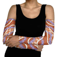 Orange Hawaii Palaka Honohono Pikake Arm Sleeves Hawaiian Orchid Lei Polynesian Pattern LT14 - Polynesian Pride