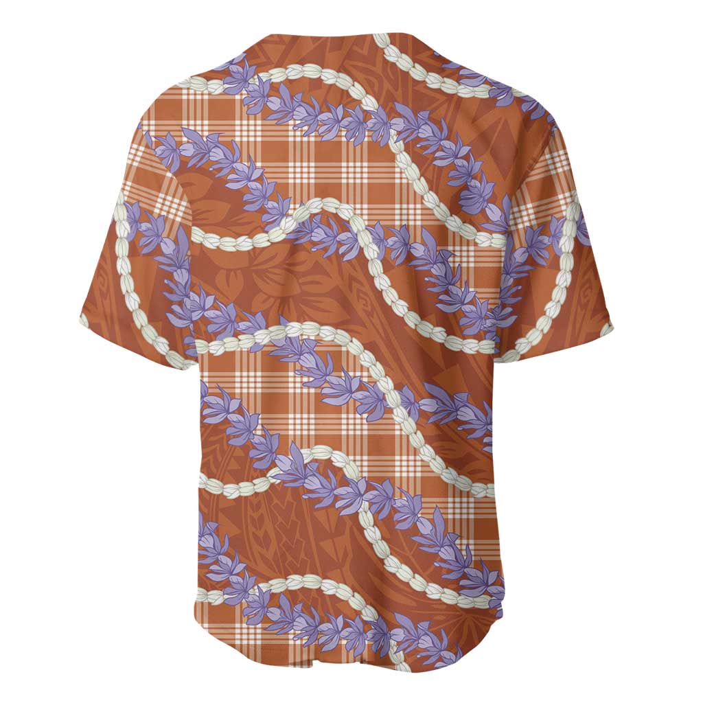 Orange Hawaii Palaka Honohono Pikake Baseball Jersey Hawaiian Orchid Lei Polynesian Pattern - Polynesian Pride