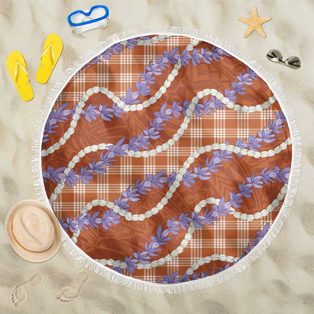 Orange Hawaii Palaka Honohono Pikake Beach Blanket Hawaiian Orchid Lei Polynesian Pattern - Polynesian Pride
