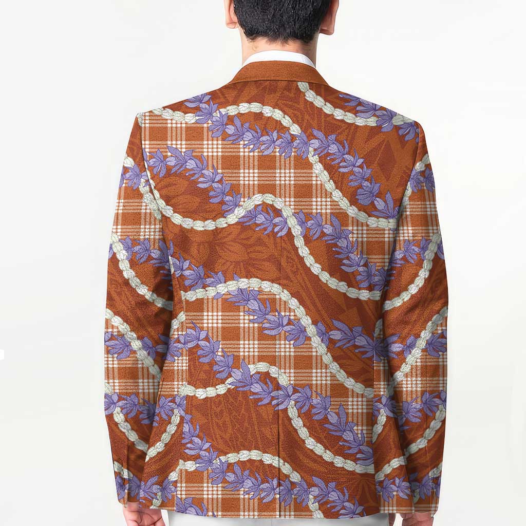 Orange Hawaii Palaka Honohono Pikake Blazer Hawaiian Orchid Lei Polynesian Pattern - Polynesian Pride