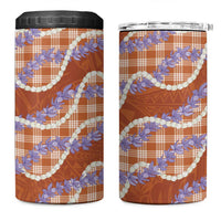 Orange Hawaii Palaka Honohono Pikake 4 in 1 Can Cooler Tumbler Hawaiian Orchid Lei Polynesian Pattern LT14 One Size: 16 oz Orange - Polynesian Pride