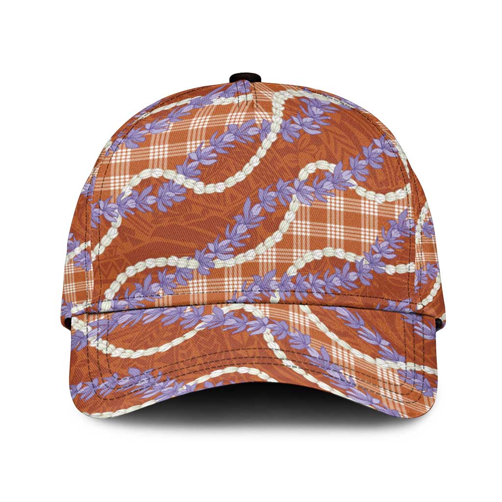 Orange Hawaii Palaka Honohono Pikake Classic Cap Hawaiian Orchid Lei Polynesian Pattern - Polynesian Pride