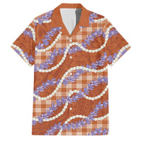 Orange Hawaii Palaka Honohono Pikake Family Matching Mermaid Dress and Hawaiian Shirt Hawaiian Orchid Lei Polynesian Pattern LT14 Dad's Shirt - Short Sleeve Orange - Polynesian Pride