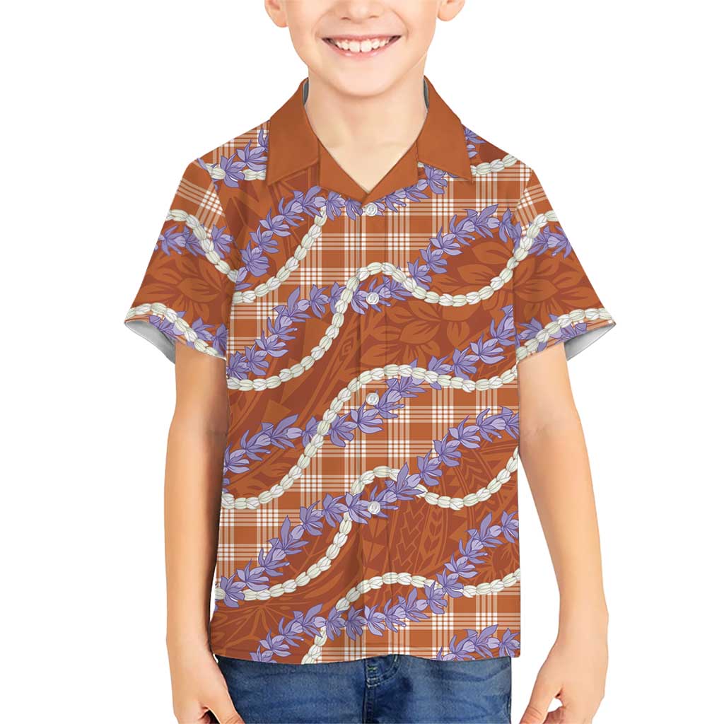 Orange Hawaii Palaka Honohono Pikake Family Matching Mermaid Dress and Hawaiian Shirt Hawaiian Orchid Lei Polynesian Pattern LT14 - Polynesian Pride