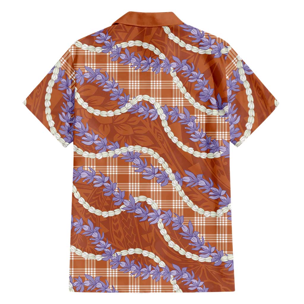 Orange Hawaii Palaka Honohono Pikake Family Matching Off Shoulder Maxi Dress and Hawaiian Shirt Hawaiian Orchid Lei Polynesian Pattern LT14 - Polynesian Pride