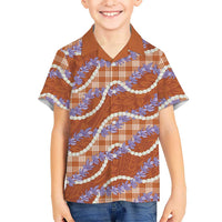 Orange Hawaii Palaka Honohono Pikake Family Matching Off Shoulder Maxi Dress and Hawaiian Shirt Hawaiian Orchid Lei Polynesian Pattern LT14 - Polynesian Pride
