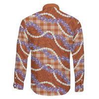 Orange Hawaii Palaka Honohono Pikake Family Matching Off Shoulder Short Dress and Hawaiian Shirt Hawaiian Orchid Lei Polynesian Pattern LT14 - Polynesian Pride