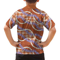 Orange Hawaii Palaka Honohono Pikake Family Matching Short Sleeve Bodycon Dress and Hawaiian Shirt Hawaiian Orchid Lei Polynesian Pattern LT14 - Polynesian Pride