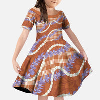 Orange Hawaii Palaka Honohono Pikake Family Matching Summer Maxi Dress and Hawaiian Shirt Hawaiian Orchid Lei Polynesian Pattern LT14 Daughter's Dress Orange - Polynesian Pride