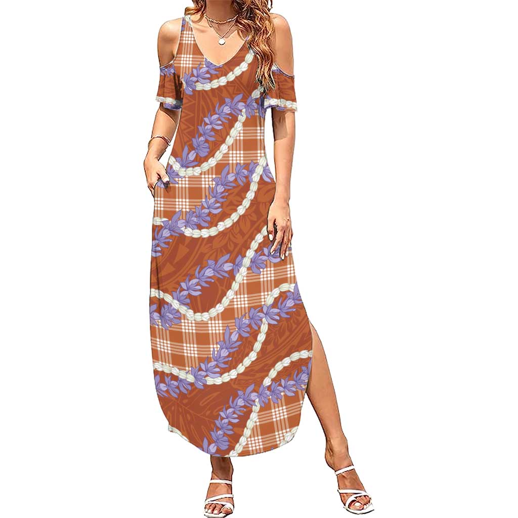 Orange Hawaii Palaka Honohono Pikake Family Matching Summer Maxi Dress and Hawaiian Shirt Hawaiian Orchid Lei Polynesian Pattern LT14 Orange - Polynesian Pride