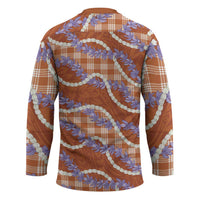 Orange Hawaii Palaka Honohono Pikake Hockey Jersey Hawaiian Orchid Lei Polynesian Pattern - Polynesian Pride
