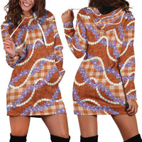 Orange Hawaii Palaka Honohono Pikake Hoodie Dress Hawaiian Orchid Lei Polynesian Pattern LT14 - Polynesian Pride