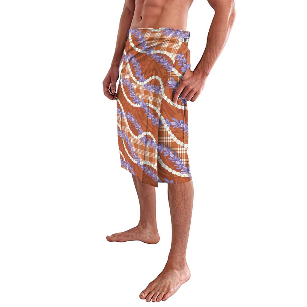 Orange Hawaii Palaka Honohono Pikake Lavalava Hawaiian Orchid Lei Polynesian Pattern - Polynesian Pride