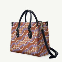 Orange Hawaii Palaka Honohono Pikake Leather Bag Hawaiian Orchid Lei Polynesian Pattern - Polynesian Pride
