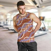 Orange Hawaii Palaka Honohono Pikake Men Tank Top Hawaiian Orchid Lei Polynesian Pattern LT14 Orange - Polynesian Pride