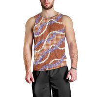 Orange Hawaii Palaka Honohono Pikake Men Tank Top Hawaiian Orchid Lei Polynesian Pattern LT14 - Polynesian Pride