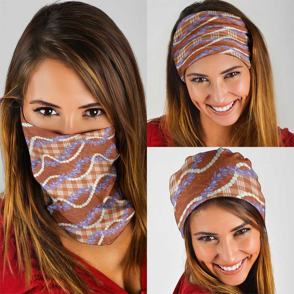 Orange Hawaii Palaka Honohono Pikake Neck Gaiter Hawaiian Orchid Lei Polynesian Pattern LT14 - Polynesian Pride