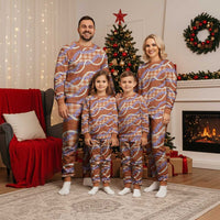 Orange Hawaii Palaka Honohono Pikake Christmas Pajama Set Hawaiian Orchid Lei Polynesian Pattern - Polynesian Pride