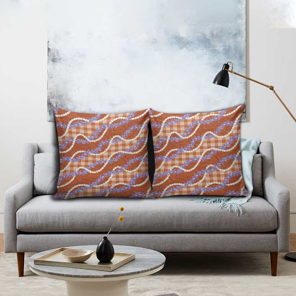 Orange Hawaii Palaka Honohono Pikake Pillow Cover Hawaiian Orchid Lei Polynesian Pattern LT14 - Polynesian Pride