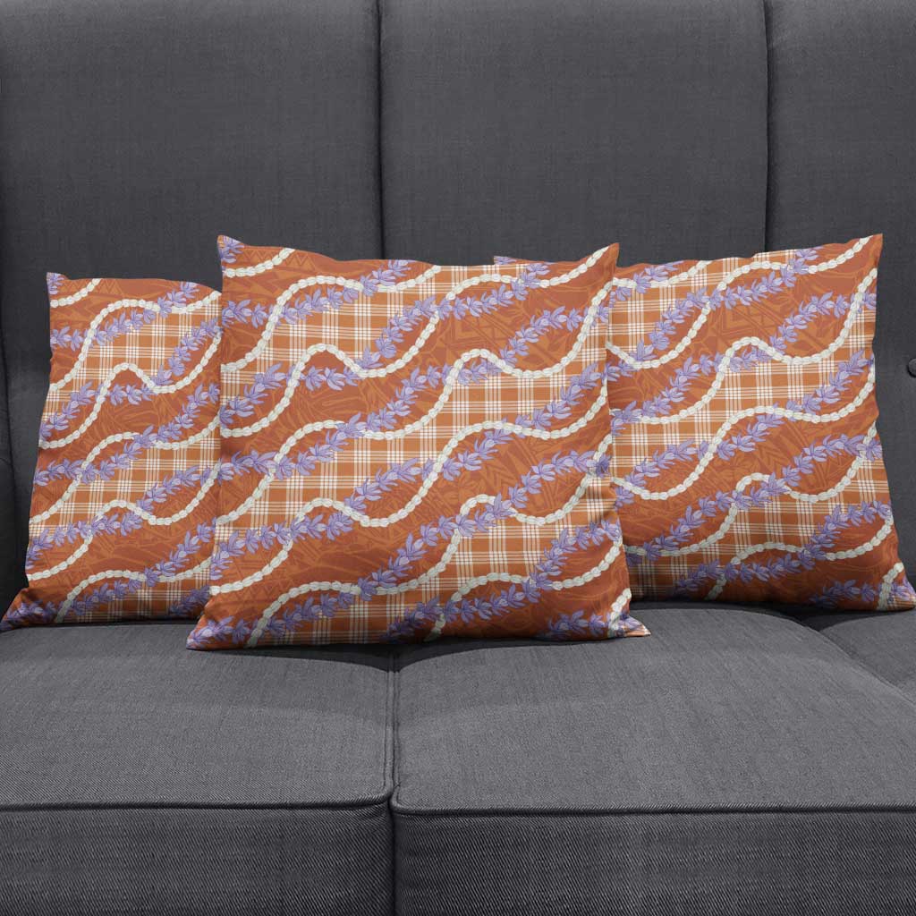 Orange Hawaii Palaka Honohono Pikake Pillow Cover Hawaiian Orchid Lei Polynesian Pattern LT14 - Polynesian Pride