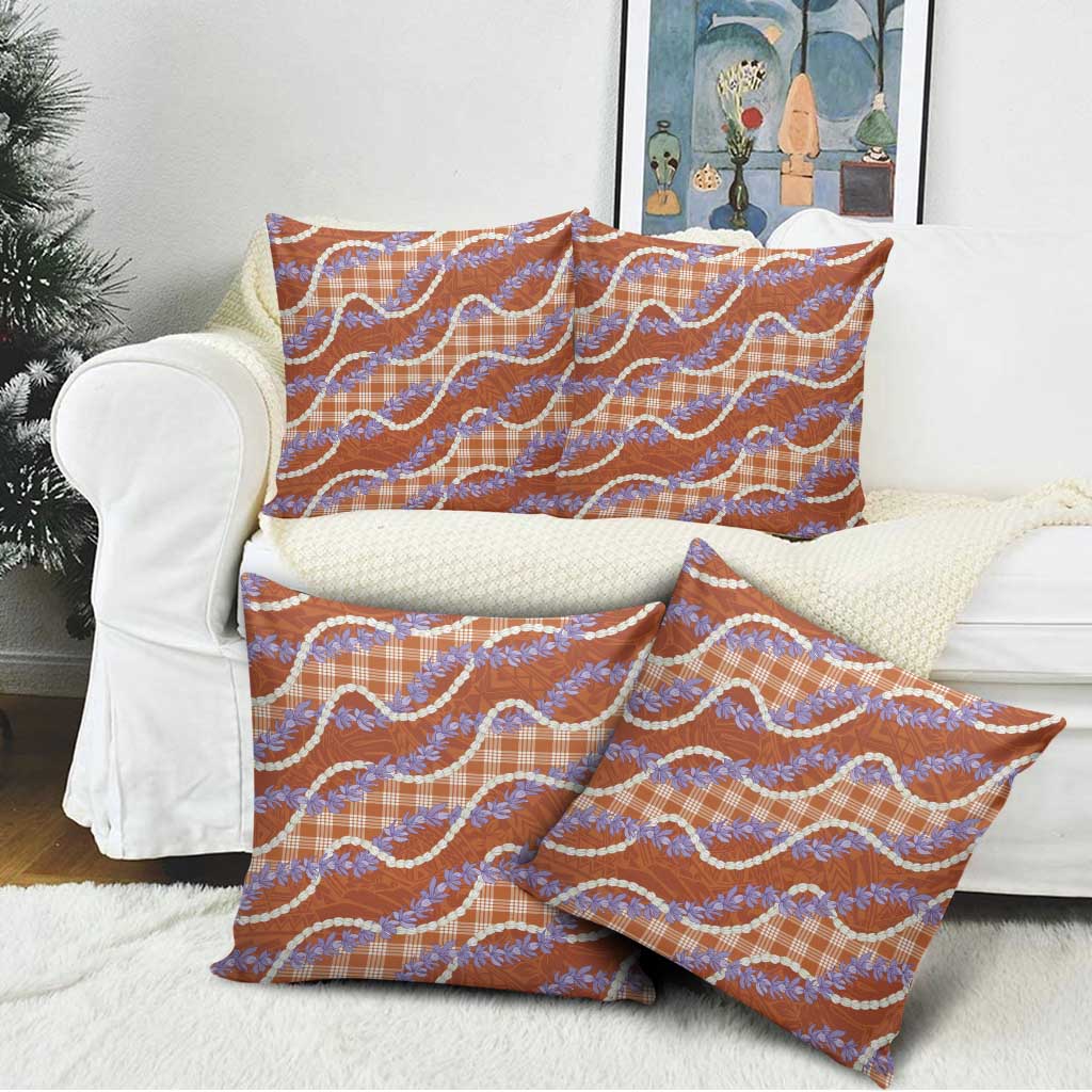 Orange Hawaii Palaka Honohono Pikake Pillow Cover Hawaiian Orchid Lei Polynesian Pattern LT14 - Polynesian Pride