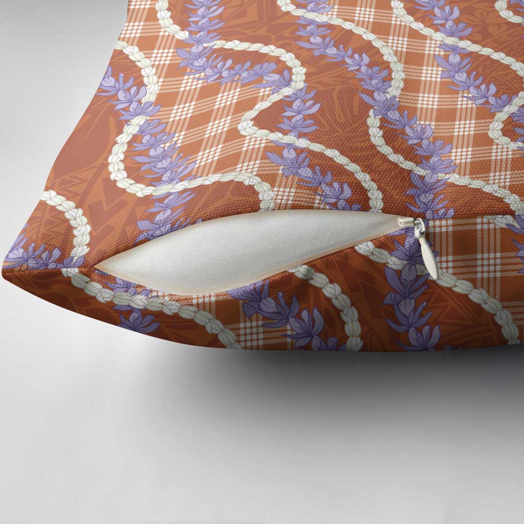 Orange Hawaii Palaka Honohono Pikake Pillow Cover Hawaiian Orchid Lei Polynesian Pattern LT14 - Polynesian Pride