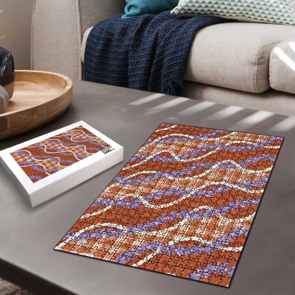 Orange Hawaii Palaka Honohono Pikake Puzzle Hawaiian Orchid Lei Polynesian Pattern - Polynesian Pride