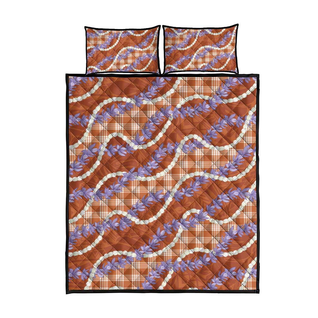 Orange Hawaii Palaka Honohono Pikake Quilt Bed Set Hawaiian Orchid Lei Polynesian Pattern LT14 - Polynesian Pride