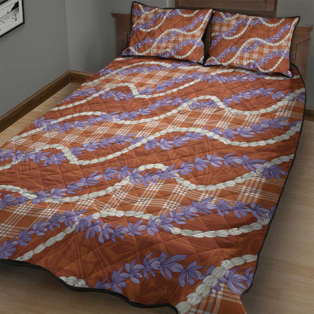 Orange Hawaii Palaka Honohono Pikake Quilt Bed Set Hawaiian Orchid Lei Polynesian Pattern LT14 - Polynesian Pride