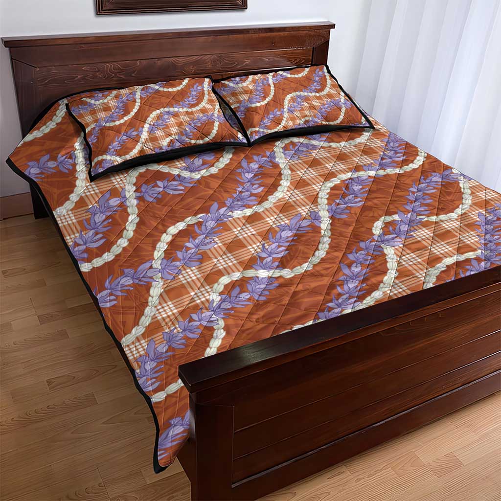 Orange Hawaii Palaka Honohono Pikake Quilt Bed Set Hawaiian Orchid Lei Polynesian Pattern LT14 - Polynesian Pride
