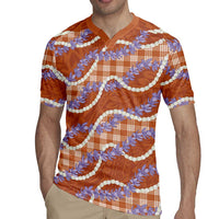 Orange Hawaii Palaka Honohono Pikake Rugby Jersey Hawaiian Orchid Lei Polynesian Pattern - Polynesian Pride