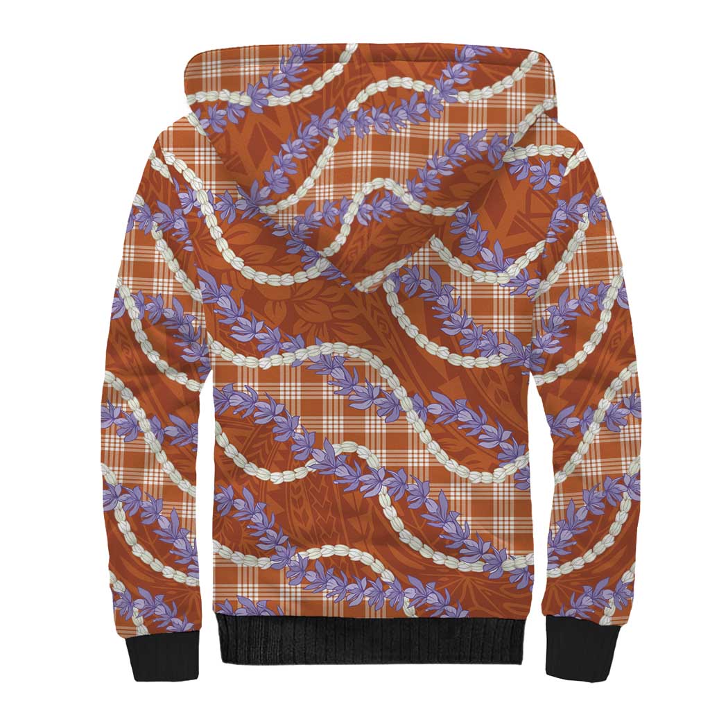 Orange Hawaii Palaka Honohono Pikake Sherpa Hoodie Hawaiian Orchid Lei Polynesian Pattern LT14 - Polynesian Pride