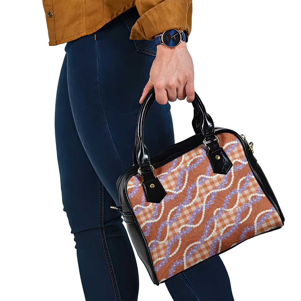 Orange Hawaii Palaka Honohono Pikake Shoulder Handbag Hawaiian Orchid Lei Polynesian Pattern - Polynesian Pride