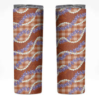 Orange Hawaii Palaka Honohono Pikake Skinny Tumbler Hawaiian Orchid Lei Polynesian Pattern LT14 Orange - Polynesian Pride