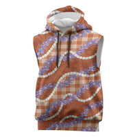 Orange Hawaii Palaka Honohono Pikake Sleeveless Hoodie Hawaiian Orchid Lei Polynesian Pattern LT14 Orange - Polynesian Pride
