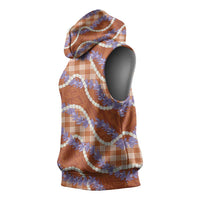 Orange Hawaii Palaka Honohono Pikake Sleeveless Hoodie Hawaiian Orchid Lei Polynesian Pattern LT14 - Polynesian Pride
